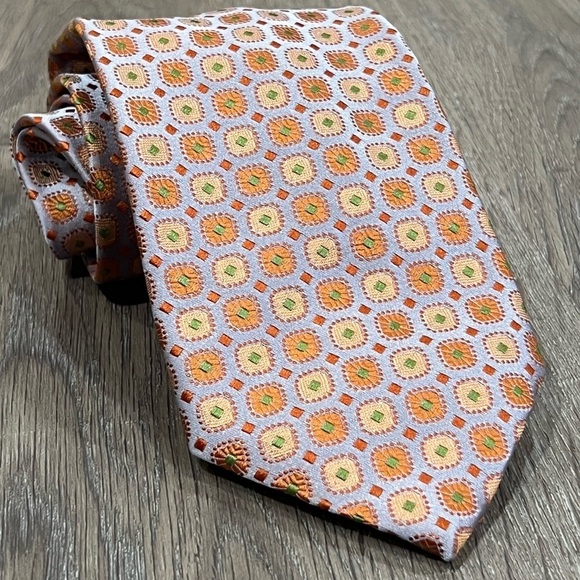 Ermenegildo Zegna Tie Made in Italy 100% Silk Pastel Geometric Sunburst EUC - Picture 3 of 13
